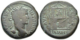 THRACE. Augusta Trajana. Caracalla (198-217). Ae.

Obv: AVT M AVPH ANTΩNINOC
Laureate head right.
Rev: ΑVΓOVCΤΗC ΤΡΑΙΑΝΗC
Tetrastyle temple of Artemis...