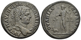 THRACE. Serdica. Caracalla (198-217). Ae.

Obv: AVT K M AVP CEVH ANTΩNEINOC
Laureate head right.
Rev: OVΛΠIAC CEPΔIKHC
Dionysos standing left, holding...