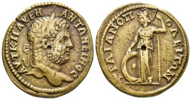 THRACE. Trajanopolis. Caracalla (198-217). Ae.

Obv: AYT K M AYPH ANTΩNEINOC
Laureate head right.
Rev: TPAIANOΠOΛEITΩN 
Athena standing front, head to...