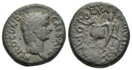 CORINTHIA. Corinth. Nero (54-68). Ae, Tiberius Claudius Optatus and Gaius Julius Polyaenus, duovirs.

Obv: NERO CL(AV)D CAES AVG.
Bare head right.
Rev...