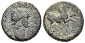 CORINTHIA. Corinth. Domitian (81-96). Ae.

Obv: IMP CAES DOMITI AVG GERM
Laureate bust right.
Rev: COL IVL FL AVG COP 
Pegasus flying right.

BCD Kori...