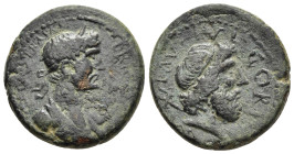 CORINTHIA. Corinth. Hadrian (117-138). Ae.

Obv: IMP CAES TRAIAN- HADRIANVS AVG
Laureate and cuirassed bust right.
Rev: COL LAV IVL CORI
Head of Neptu...