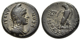 PHRYGIA. Laodicea ad Lycum. Pseudo-autonomous. Time of Tiberius (14-37). Ae. Dioskourides, magistrate.

Obv: ΛΑΟΔΙΚЄΩΝ.
Draped bust of Mên right, wear...