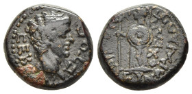 CARIA. Antiochia ad Maeandrum. Augustus (27 BC-AD 14). Ae, Paionios, member of the synarchia. 

Obv: CEBACTOC 
Bare head of Augustus to right. 
Rev: Π...