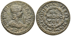 PAMPHYLIA. Aspendos. Salonina (Augusta, 254-268). Ae.

Obv: KOPNHΛIA CAΛONINA CЄB 
Diademed and draped bust right; I before.
Rev: Wreath containing ΘE...
