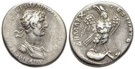 SELEUCIS & PIERIA. Antioch. Hadrian (117-138). Tetradrachm.

Obv: AYT KAI ΘE TPA ΠAP YI ΘENEP YI TPAI AΔPIANOC CEB
Laureate and cuirassed bust right, ...