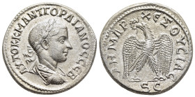 SELEUCIS & PIERIA. Antioch. Gordian III (238-244). Tetradrachm.

Obv: ΑΥΤΟΚ Κ Μ ΑΝΤ ΓΟΡΔΙΑΝΟϹ ϹЄΒ.
Laureate, draped and cuirassed bust right.
Rev: ΔHM...