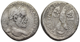 PHOENICIA. Berytus. Macrinus (217-218). Tetradrachm. 

Obv: [...] ΟΠ CΕ ΜΑΚΡΙΝΟC [...] 
Laureate bust of Macrinus to right, slight drapery on left sho...