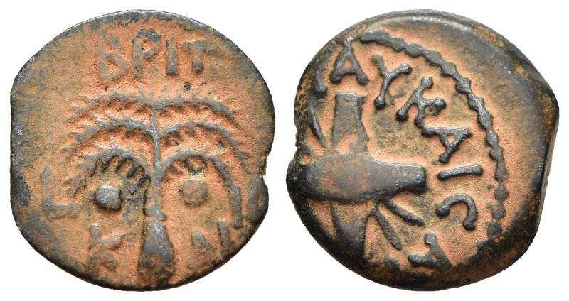 JUDAEA. Procurators. Antonius Felix (52-59). Ae Prutah. Jerusalem. In the name o...