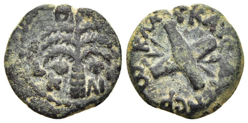 JUDAEA. Procurators. Antonius Felix (52-59). Ae Prutah. Jerusalem. In the name o...