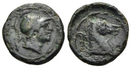 ANONYMOUS. Ae Litra (circa 241-235 BC). Rome.

Obv: Helmeted head of Mars right.
Rev: ROMA.
Head and neck a horse right; in field left, sickle.

Crawf...