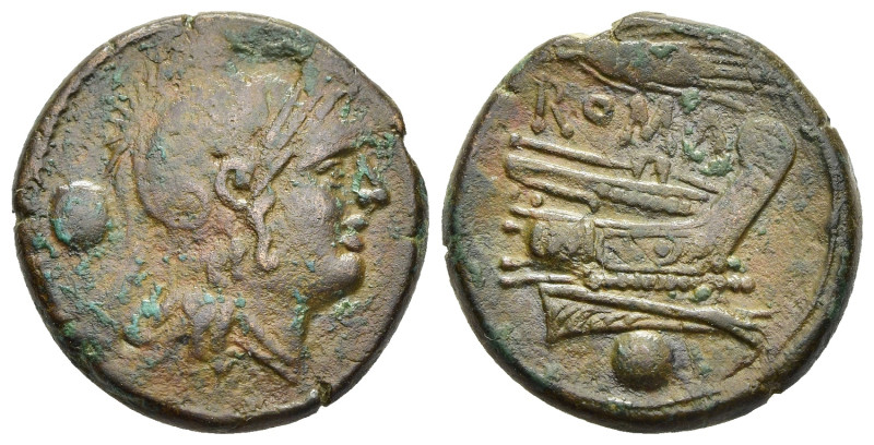 ANONYMOUS. Corn-ear (first) series Uncia (circa 214-212). Sicily.

Obv: Head of ...