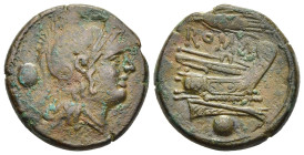 ANONYMOUS. Corn-ear (first) series Uncia (circa 214-212). Sicily.

Obv: Head of Roma right, wearing Attic helmet; behind, pellet. 
Rev: ROMA Prow righ...