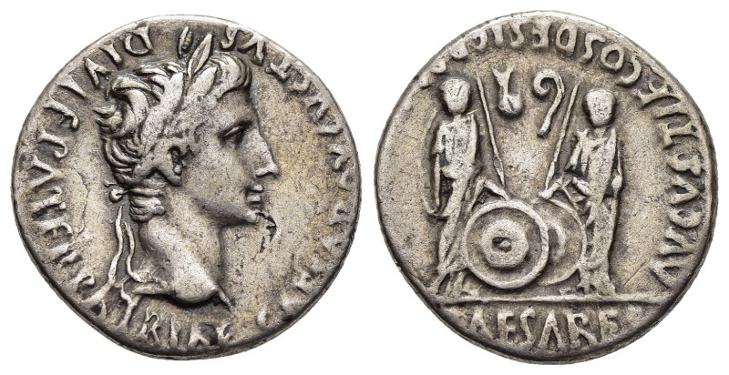 AUGUSTUS (27 BC-14 AD). Denarius. Lugdunum.

Obv: CAESAR AVGVSTVS DIVI F PATER P...
