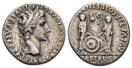 AUGUSTUS (27 BC-14 AD). Denarius. Lugdunum.

Obv: CAESAR AVGVSTVS DIVI F PATER PATRIAE.
Laureate head right.
Rev: C L CAESARES AVGVSTI F COS DESIG PRI...