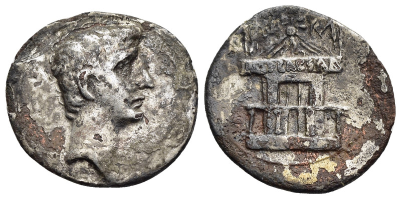AUGUSTUS (27 BC-14 AD). Fourrée Denarius. Uncertain mint in Italy.

Obv: Bare he...