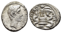 AUGUSTUS (27 BC-14 AD). Quinarius. Rome.

Obv: CAESAR IMP VII
Bare head right.
Rev: RECEPTA ASIA
Victory standing left, holding wreath and palm, stand...