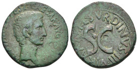 AUGUSTUS (27 BC-14 AD). As. L. Naevius Surdinus, moneyer.

Obv: CAESAR AVGVSTVS TRIBVNIC POTEST
Bare head right.
Rev: L SVRDINVS IIIVIR AAAFF
Large SC...