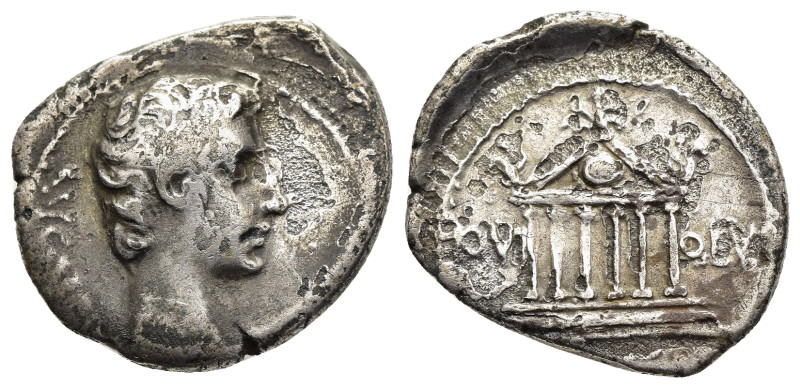 AUGUSTUS (27 BC-14 AD). Denarius. Uncertain mint, possibly in the Northern Pelop...