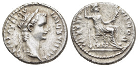 TIBERIUS (14-37). Denarius. "Tribute Penny" type. Lugdunum.

Obv: TI CAESAR DIVI AVG F AVGVSTVS
Laureate head right.
Rev: PONTIF MAXIM
Livia (as Pax) ...