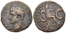 TIBERIUS (14-37). As. Rome.

Obv: TI CAESAR DIVI AVG F AVGVST IMP VII
Bare head left.
Rev: PONTIF MAXIM TRIBVN POTEST XVII / S - C
Livia seated right ...