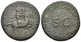 CALIGULA (37-41). Dupondius for his brothers Nero & Drusus Caesar (died AD 31 and 33, respectively). Rome.

Obv: NERO ET DRVSVS CAESARES.
Nero and Dru...