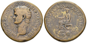 NERO CLAUDIUS DRUSUS (Died 9 BC). Sestertius. Rome. Struck under Claudius (41-54).

Obv: NERO CLAVDIVS DRVSVS GERMANICVS IMP
Bare head left.
Rev: TI C...