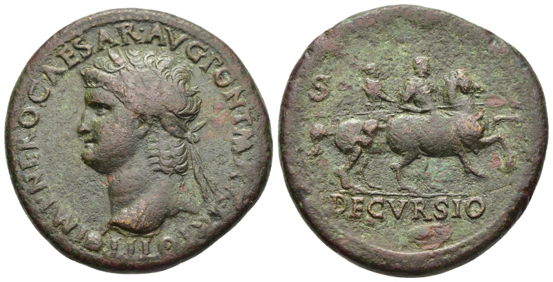 NERO (54-68). Sestertius. Lugdunum.

Obv: NERO CLAVD CAESAR AVG GER P M TR P IMP...
