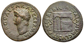 NERO (54-68). As. Rome.

Obv: NERO CAESAR AVG GERM IMP
Laureate head left.
Rev: PACE P R VBIQ PARTA IANVM CLVSIT / S - C
Temple of Janus with latticed...