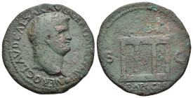 NERO (54-68). As. Lugdunum.

Obv: NERO CLAVD CAESAR AVG GER P M TR P IMP P 
Bare head right, with globe at point of neck. 
Rev: S – C Ara Pacis; in ex...
