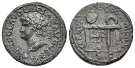 NERO (54-68). Semis. Lugdunum.

Obv: NERO CLAVD CAESAR AVG GERM
Bare head left with globe at point of neck.
Rev: CER QVINO ROM CON// SC
Urn and wreath...
