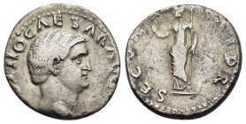 OTHO (69). Denarius. Rome.

Obv: IMP OTHO CAESAR AVG TR P.
Bare head right.
Rev: SECVRITAS P R.
Securitas standing left, holding wreath and sceptre.

...