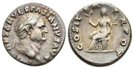 VESPASIAN (69-79). Denarius. Rome.

Obv: IMP CAESAR VESPASIANVS AVG
Laureate head right.
Rev: COS ITER TR POT
Pax seated left on throne, holding branc...