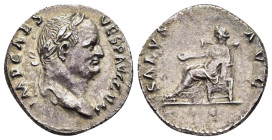 VESPASIAN (69-79). Denarius. Rome.

Obv: IMP CAES VESP AVG CEN.
Laureate head right.
Rev: SALVS AVG.
Salus seated left on throne, holding patera.

RIC...