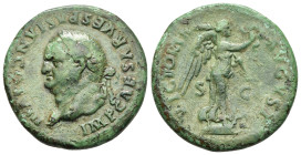 VESPASIAN (69-79). As. Rome. 

Obv: IMP CAESAR VESPASIAN COS VIII 
Laureate head of Vespasian to left. 
Rev: VICTORIA AVGVST / S - C 
Victory standing...