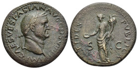 VESPASIAN (69-79). As. Lugdunum.

Obv: IMP CAES VESPASIAN AVG COS VIII P P 
Laureate head of Vespasian to right, globe at point of bust. 
Rev: FIDES P...