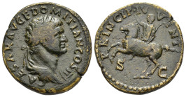 DOMITIAN (Caesar, 69-81). Dupondius. Rome.

Obv: CAESAR AVG F DOMITIAN COS II.
Laureate and draped bust right.
Rev: PRINCIPI IVVENT / S - C.
Domitian ...