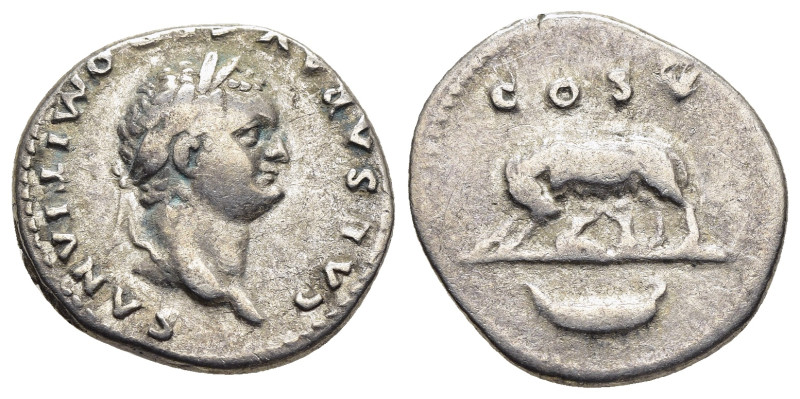 DOMITIAN (Caesar, 69-81). Denarius. Rome.

Obv: CAESAR AVG F DOMITIANVS.
Laureat...