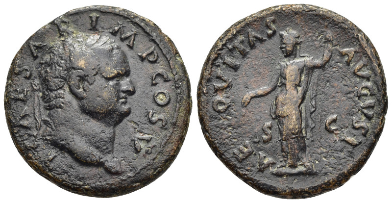 TITUS (Caesar 69-79). As. Rome.

Obv: T CAESAR IMP COS V
Laureate head right.
Re...