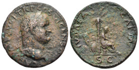 TITUS (Caesar 69-79). As. Lugdunum. "Judaea Capta" commemorative.

Obv: T CAES IMP AVG F TR P COS VI CENSOR
Laureate bust right, with globe at point o...