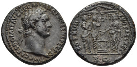 DOMITIAN (81-96). As, saecular games issue. Rome.

Obv: IMP CAES DOMIT AVG GERM P M TR P VIII CENS PER P P 
Laureate head right.
Rev: COS XIIII LVD SA...