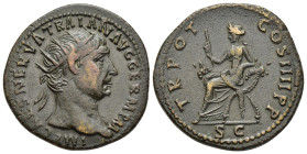 TRAJAN (98-117). Dupondius. Rome.

Obv: IMP CAES NERVA TRAIAN AVG GERM P M.
Radiate bust right.
Rev: TR POT COS IIII P P / S C.
Abundantia, holding sc...