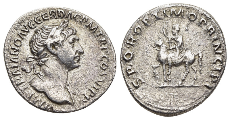 TRAJAN (98-117). Denarius. Rome.

Obv: IMP TRAIANO AVG GER DAC P M TR P COS VI P...