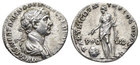 TRAJAN (98-117). Denarius. Rome.

Obv: IMP CAES NER TRAIAN OPTIM AVG GERM DAC.
Laureate and draped bust right.
Rev: PARTHICO PM TR P COS VI PP SPQR / ...