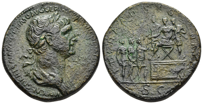 TRAJAN (98-117). Sestertius. Rome.

Obv: IMP CAES NER TRAIANO OPTIMO AVG GER DAC...