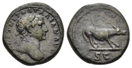 TRAJAN (98-117). Semis. Rome.

Obv: IMP CAES NERVA TRAIAN AVG
Laureate head right.
Rev: She-wolf at bay right; SC in exergue.

Woytek 599a; RIC 691 (Q...