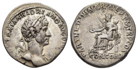 HADRIAN (117-138). Denarius. Rome.

Obv: IMP CAES TRAIAN HADRIANO AVG DIVI TRA.
Laureate bust right, slight drapery.
Rev: PARTH F DIVI NER NEP P M TR ...