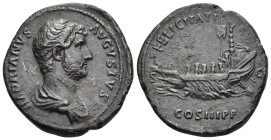 HADRIAN (117-138). As. Rome.

Obv: HADRIANVS AVGVSTVS.
Bareheaded and draped bust right.
Rev: FELICITATI AVG / S - C / COS III P P.
Galley right.

RIC...