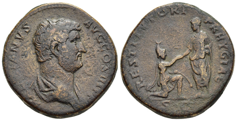 HADRIAN (117-138). As. Rome.

Obv: HADRIANVS AVG COS III P P
Bare headed and dra...