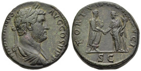 HADRIAN (117-138). Sestertius. Rome.

Obv: HADRIANVS AVG COS III P P
Laureate, draped and cuirassed bust right.
Rev: FORTVNAE REDVCI / S C
Hadrian sta...